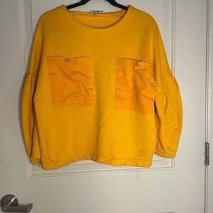 Zara Mustard Yellow Sweatshirt with Pockets